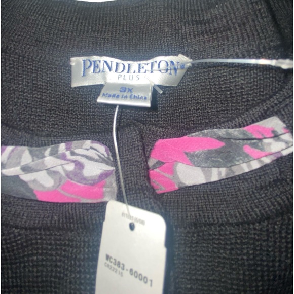 Pendleton plus 3X black cardigan with silk scarf accents nwts - Picture 2 of 14